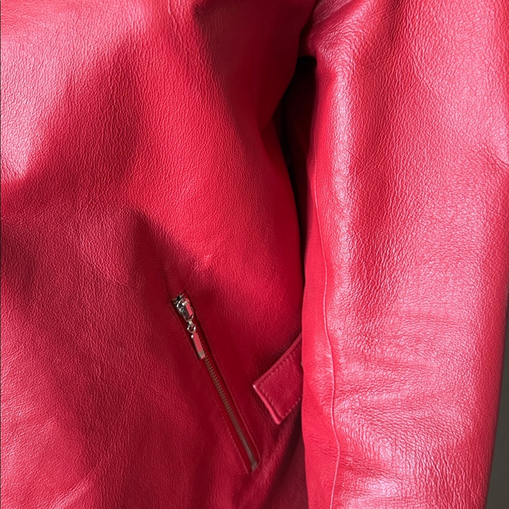 TRIBECA STUDIO Vintage Women’s Red Leather Jacket Zippered Size M - Picture 12 of 15